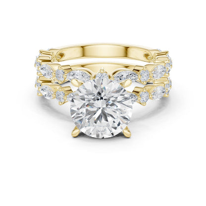 Round Lab Grown Diamond Side-Stone Engagement Ring