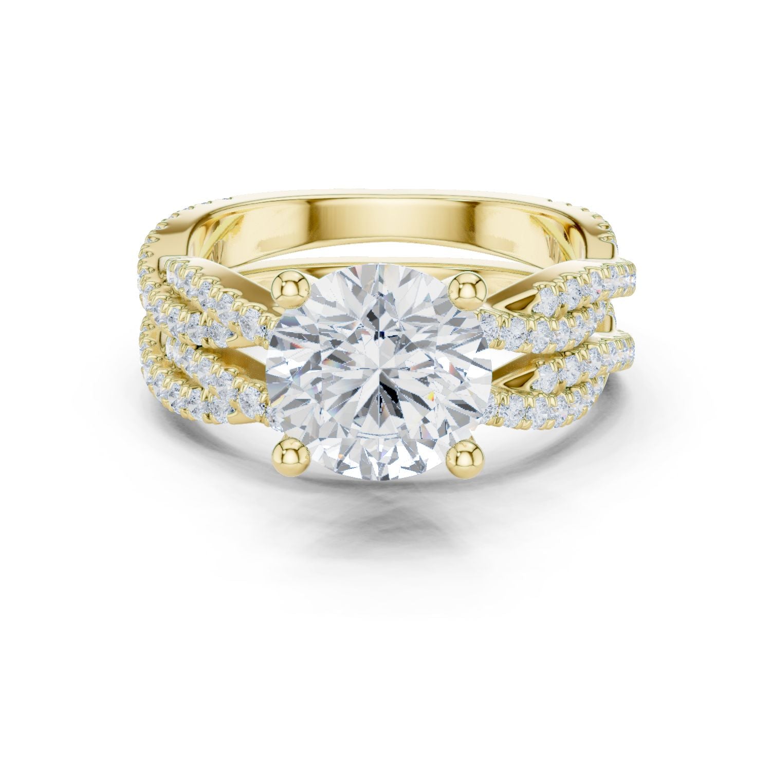 Round Lab Grown Diamond Side-Stone Engagement Ring