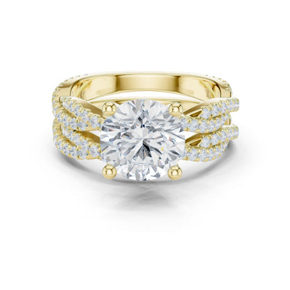 Round Lab Grown Diamond Side-Stone Engagement Ring