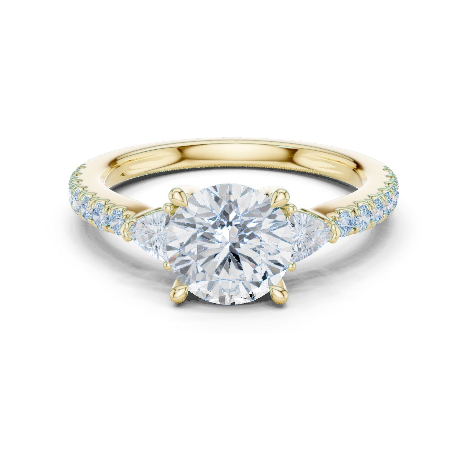 Round Lab Grown Diamond Side-Stone Engagement Ring