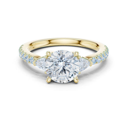 Round Lab Grown Diamond Side-Stone Engagement Ring