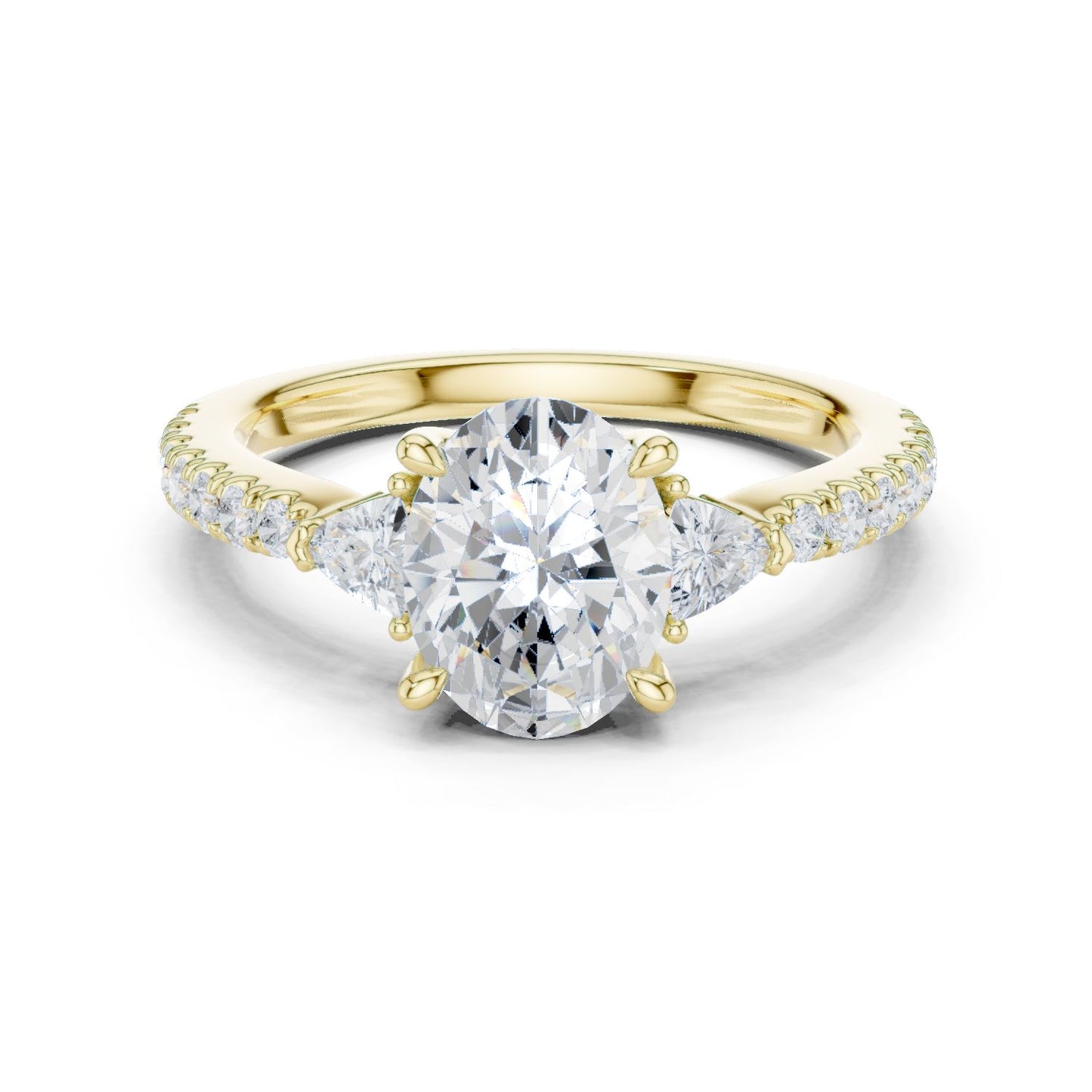 Round Lab Grown Diamond Side-Stone Engagement Ring