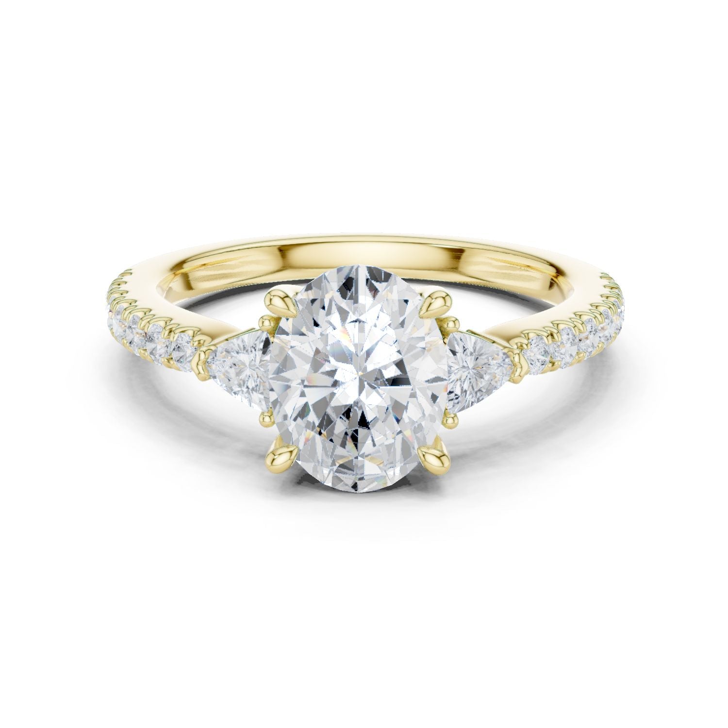 Round Lab Grown Diamond Side-Stone Engagement Ring