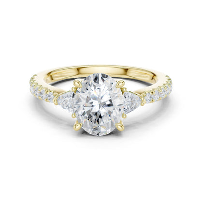 Round Lab Grown Diamond Side-Stone Engagement Ring