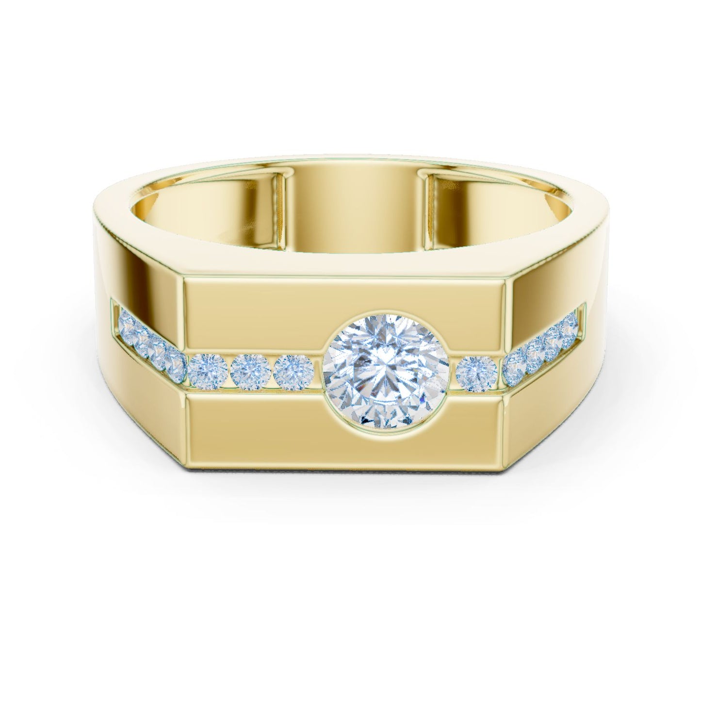 Men's Round Lab Grown Diamond Side-Stone Ring