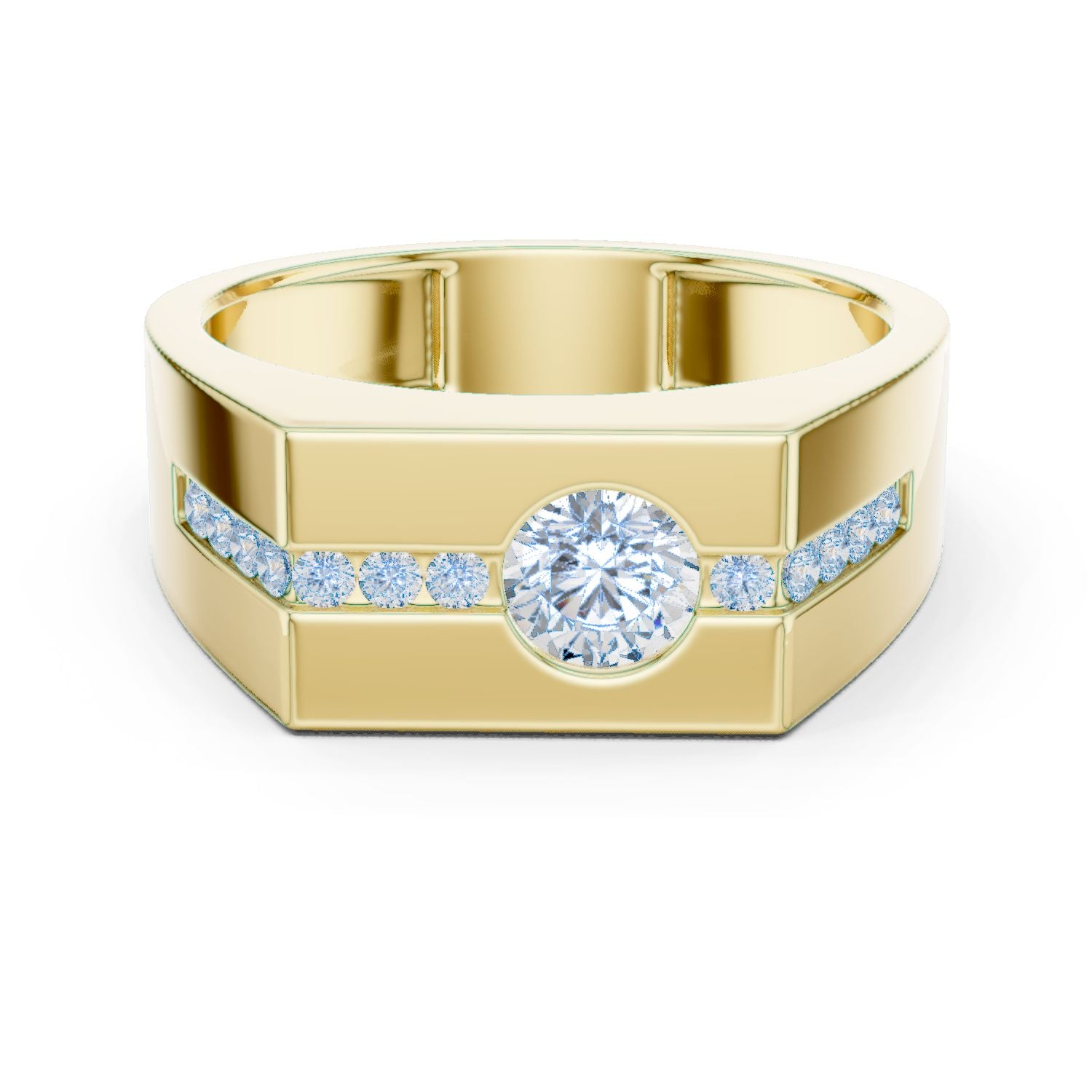 Men's Round Lab Grown Diamond Side-Stone Ring