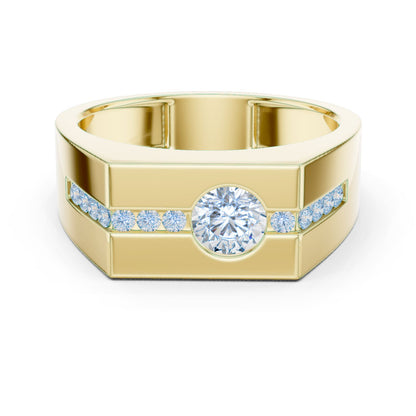 Men's Round Lab Grown Diamond Side-Stone Ring