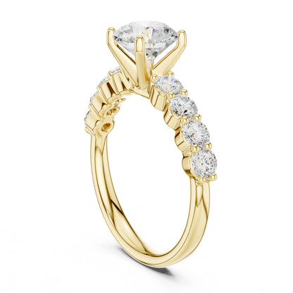 Round Lab Grown Diamond Side-Stone Engagement Ring