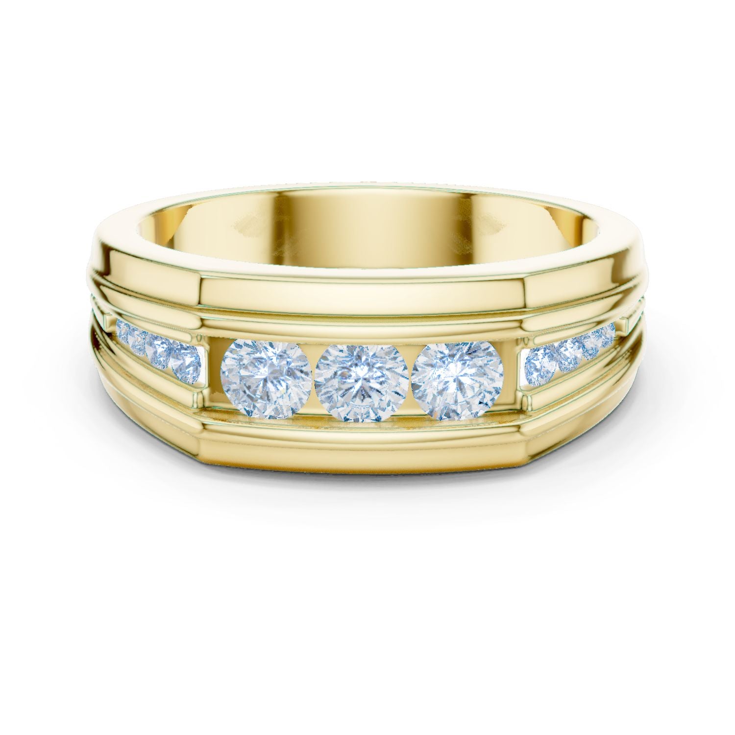 Men's Round Lab Grown Diamond Side-Stone Ring