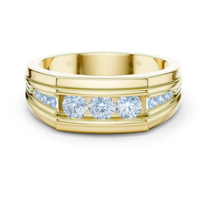 Men's Round Lab Grown Diamond Side-Stone Ring