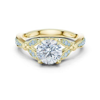 Round Lab Grown Diamond Side-Stone Engagement Ring