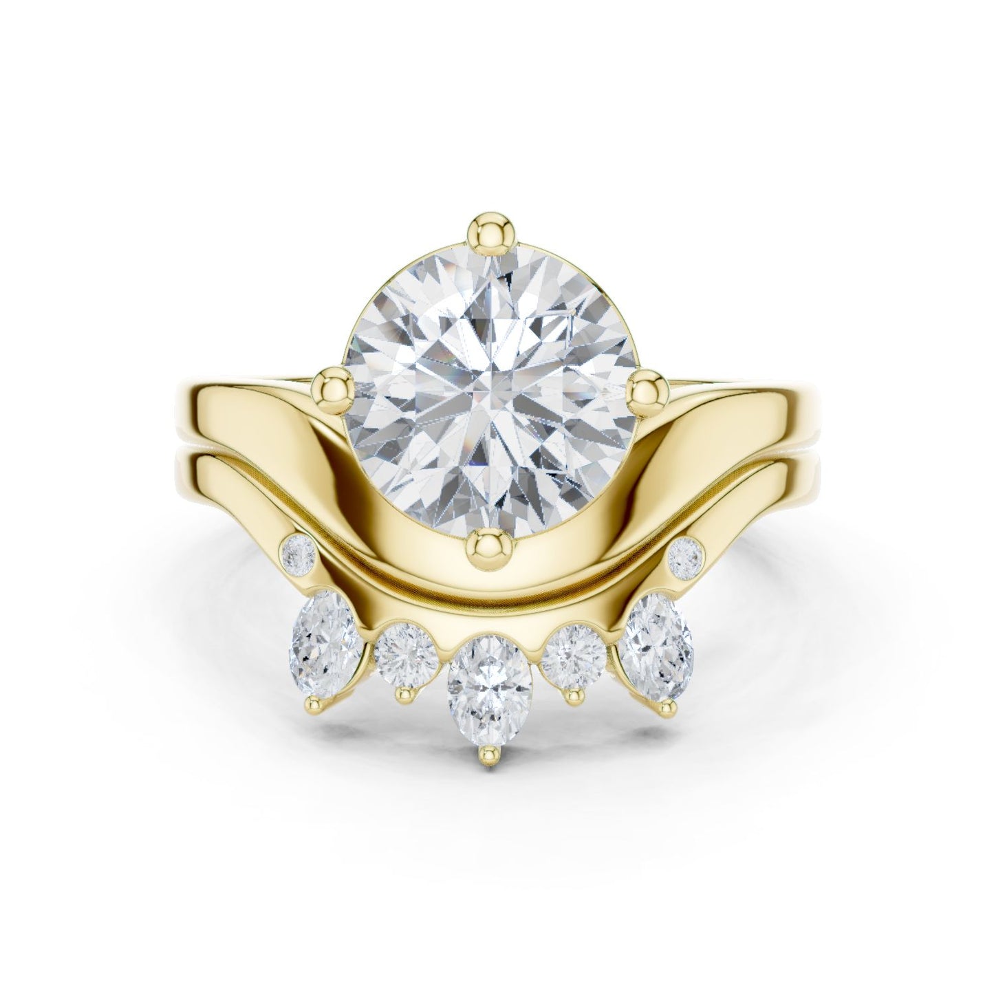 Round Lab Grown Diamond Side-Stone Engagement Ring