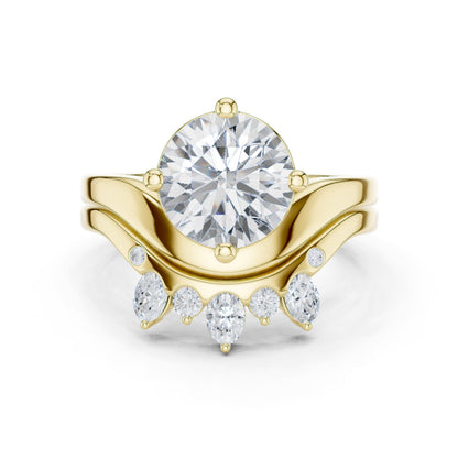 Round Lab Grown Diamond Side-Stone Engagement Ring