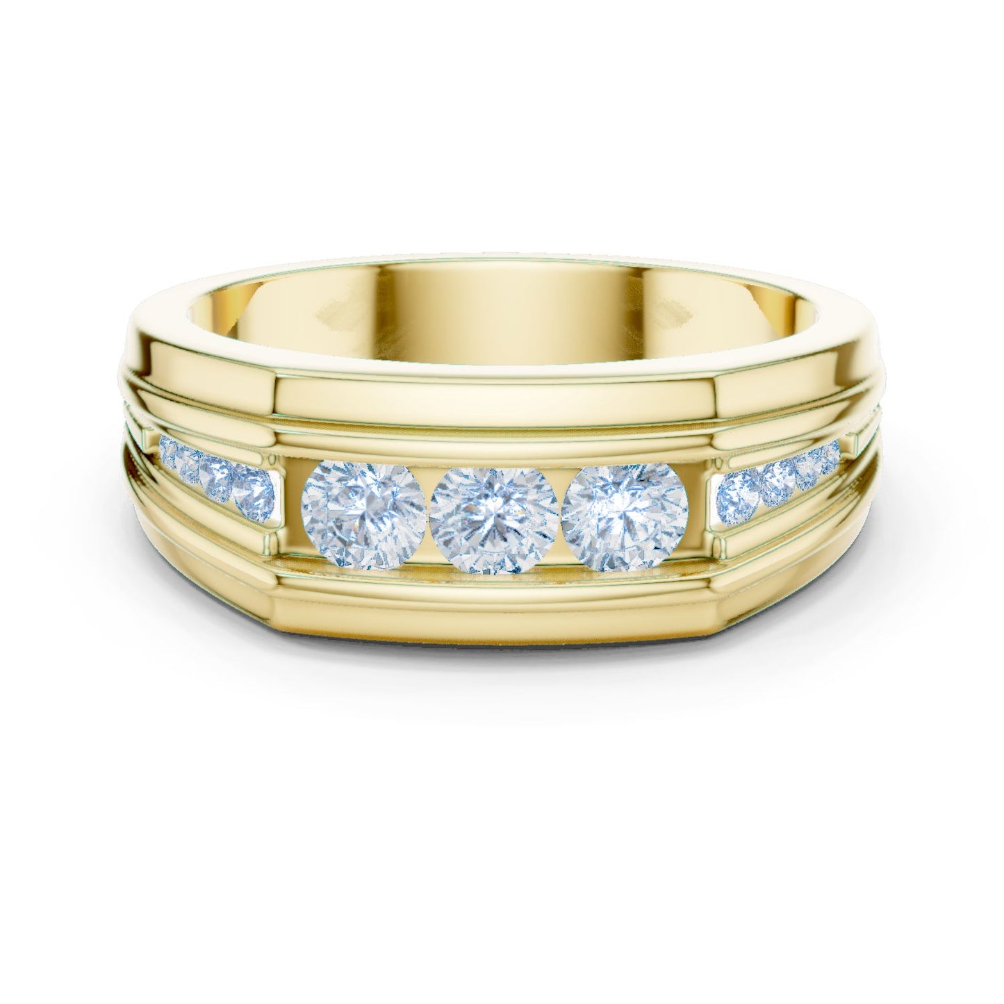 Men's Round Lab Grown Diamond Side-Stone Ring