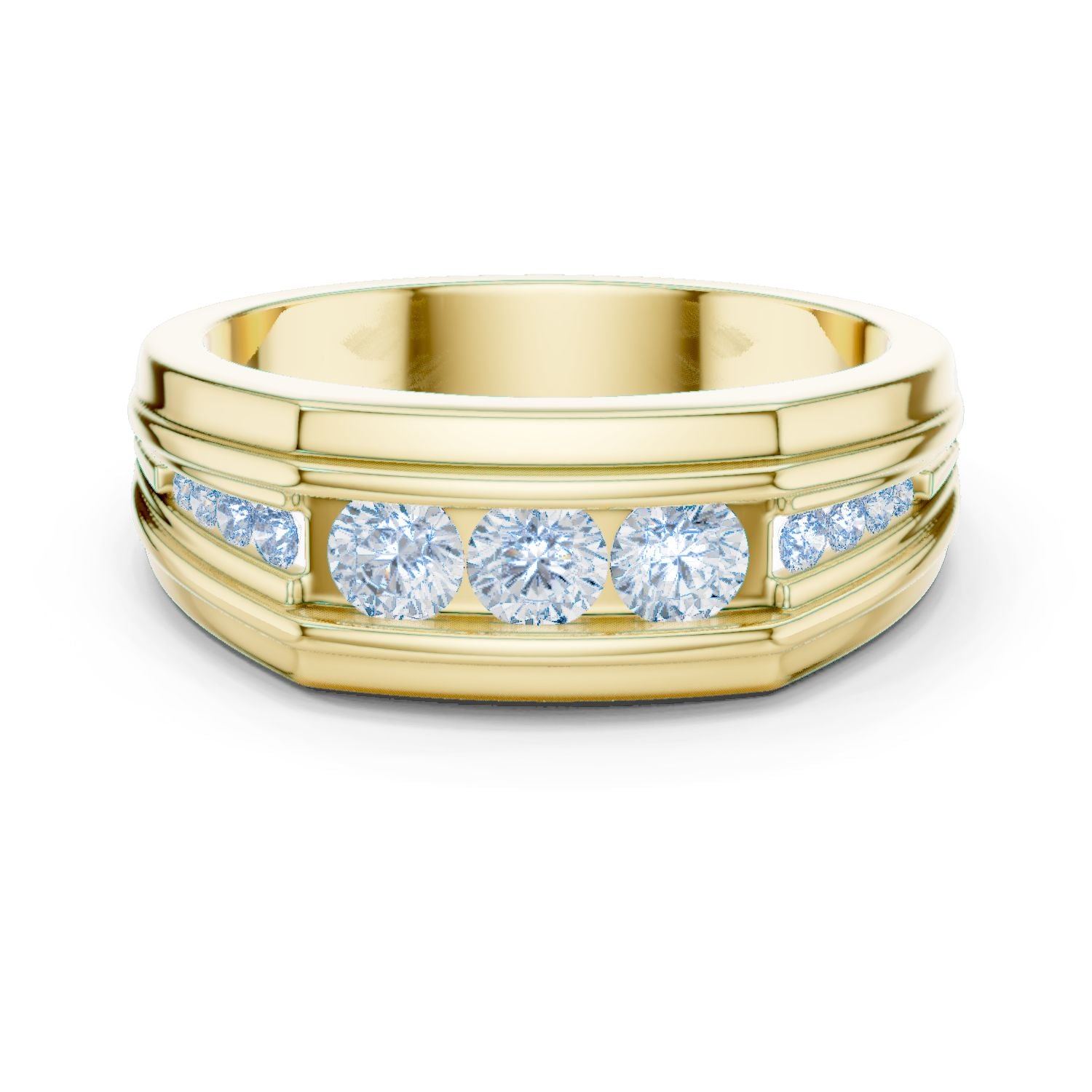 Men's Round Lab Grown Diamond Side-Stone Ring