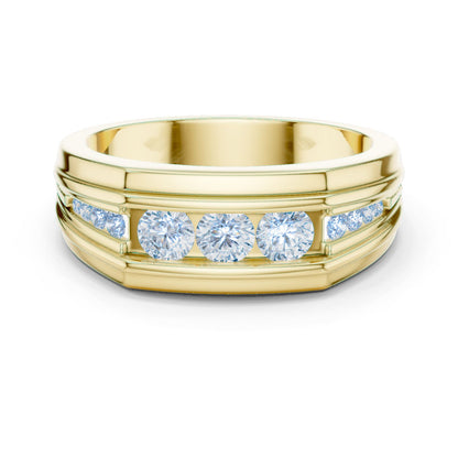 Men's Round Lab Grown Diamond Side-Stone Ring