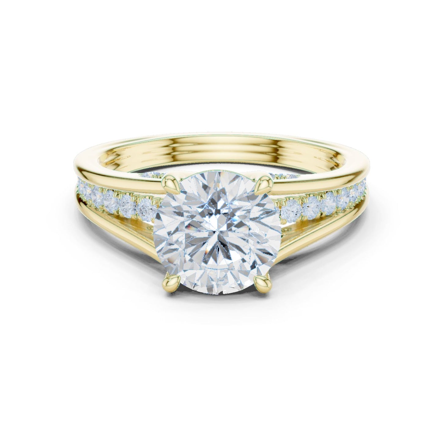 Round Lab Grown Diamond Side-Stone Engagement Ring