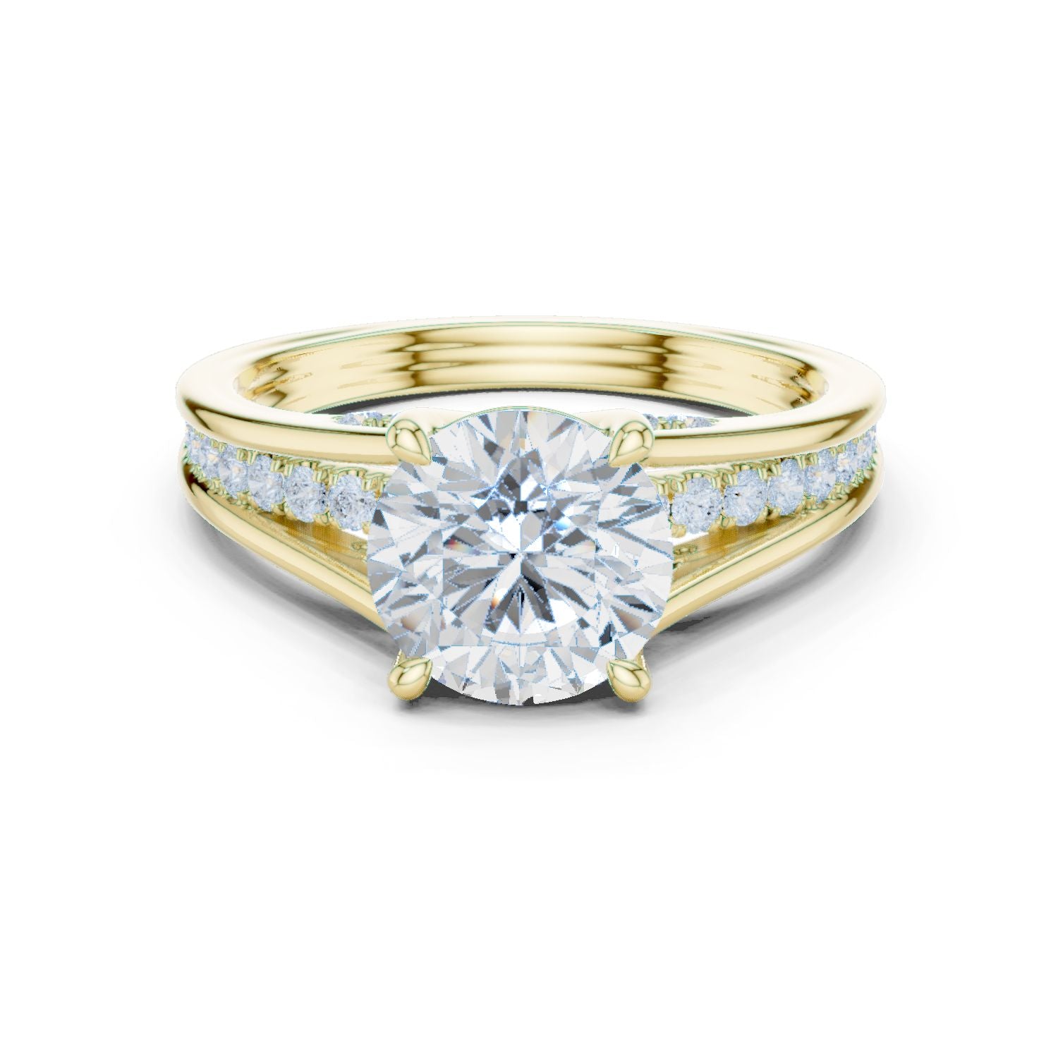 Round Lab Grown Diamond Side-Stone Engagement Ring