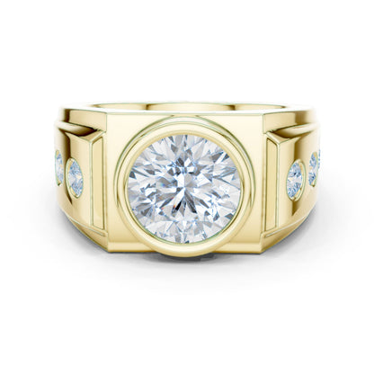 Men's Round Lab Grown Diamond Side-Stone Ring