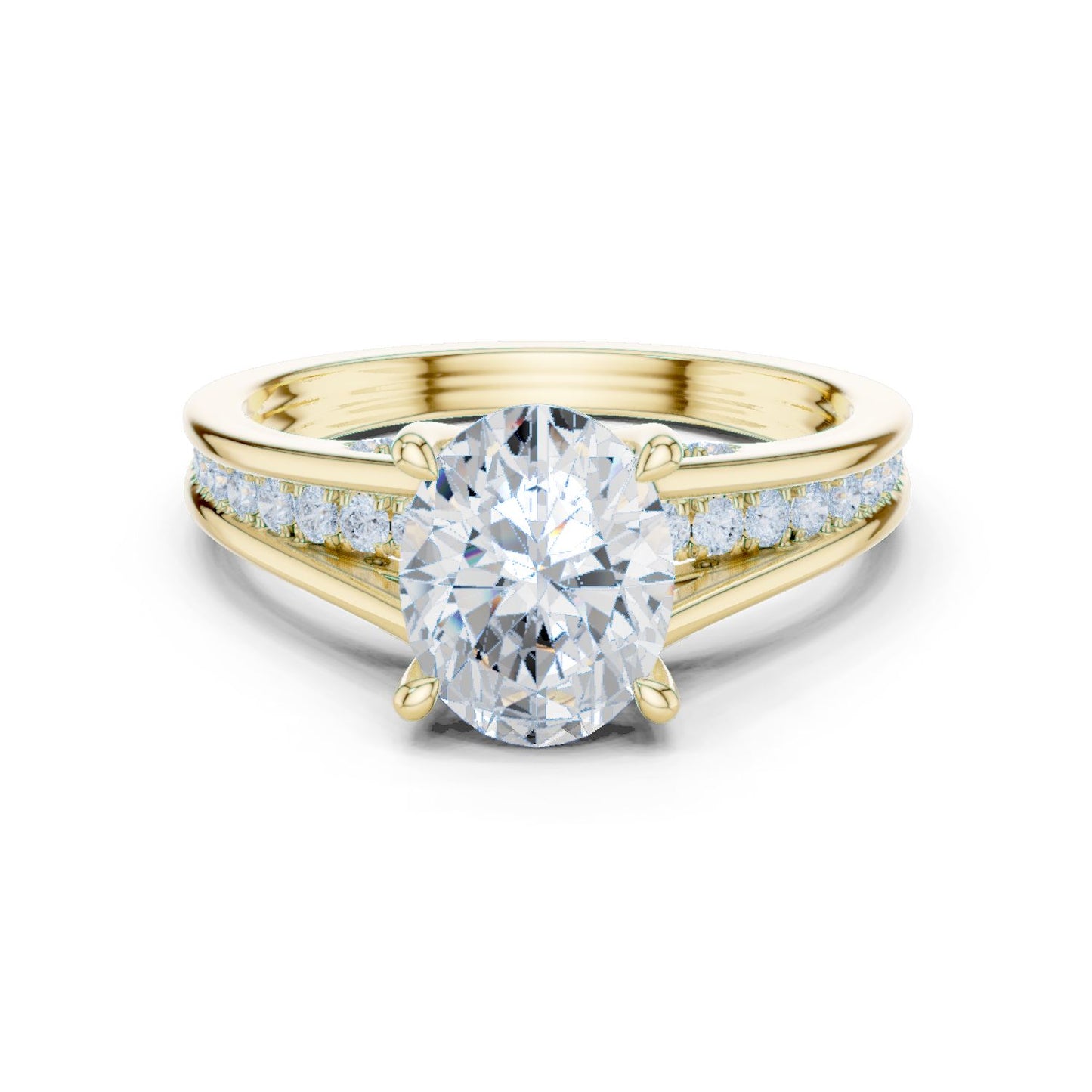 Round Lab Grown Diamond Side-Stone Engagement Ring