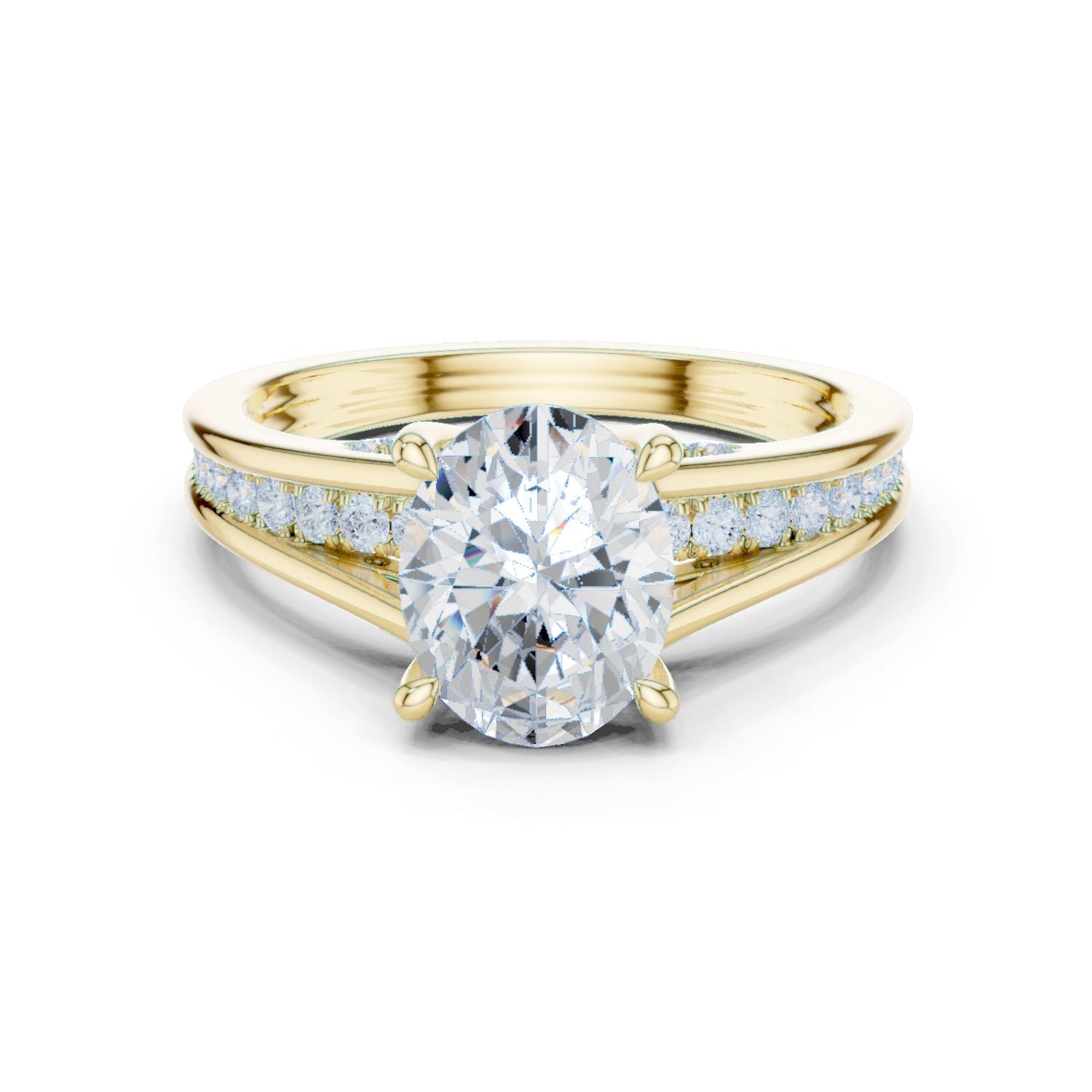 Round Lab Grown Diamond Side-Stone Engagement Ring
