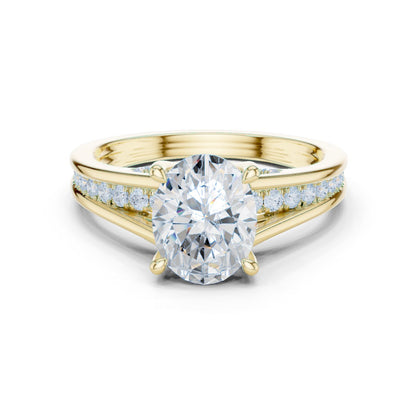 Round Lab Grown Diamond Side-Stone Engagement Ring