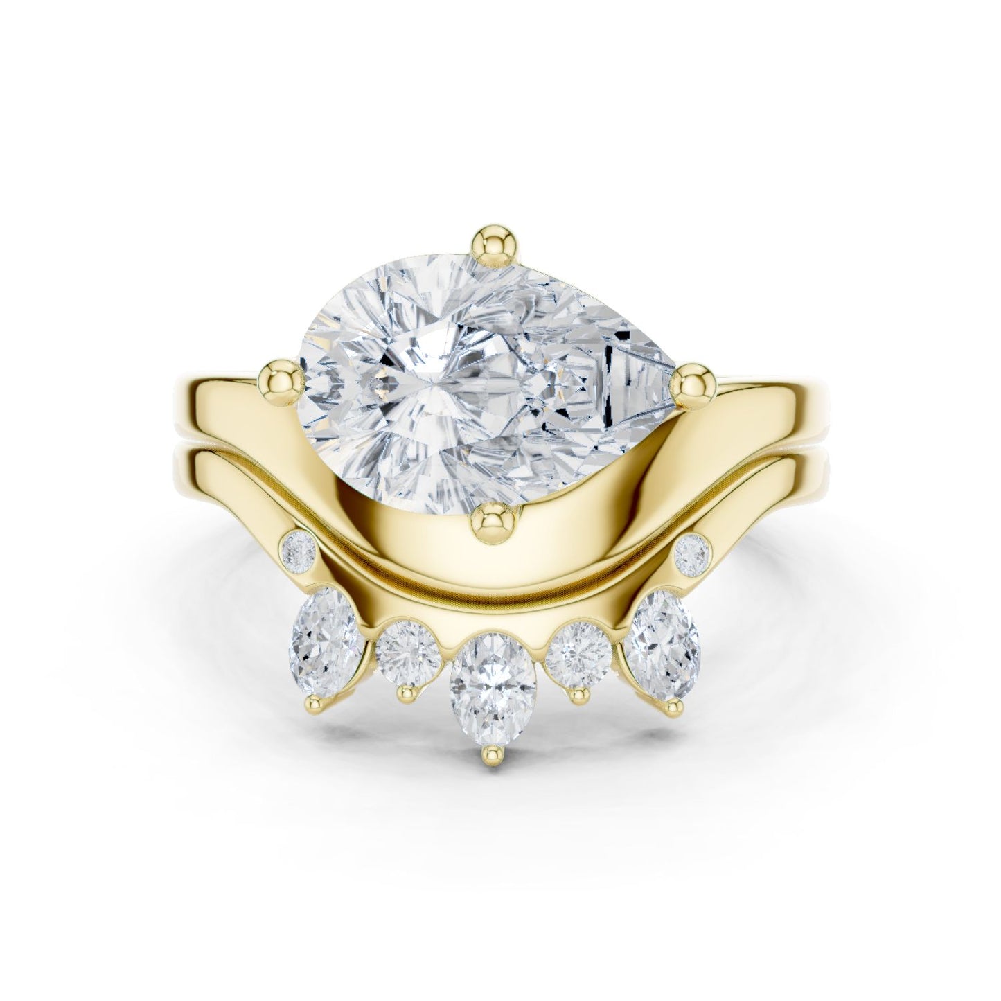 Round Lab Grown Diamond Side-Stone Engagement Ring