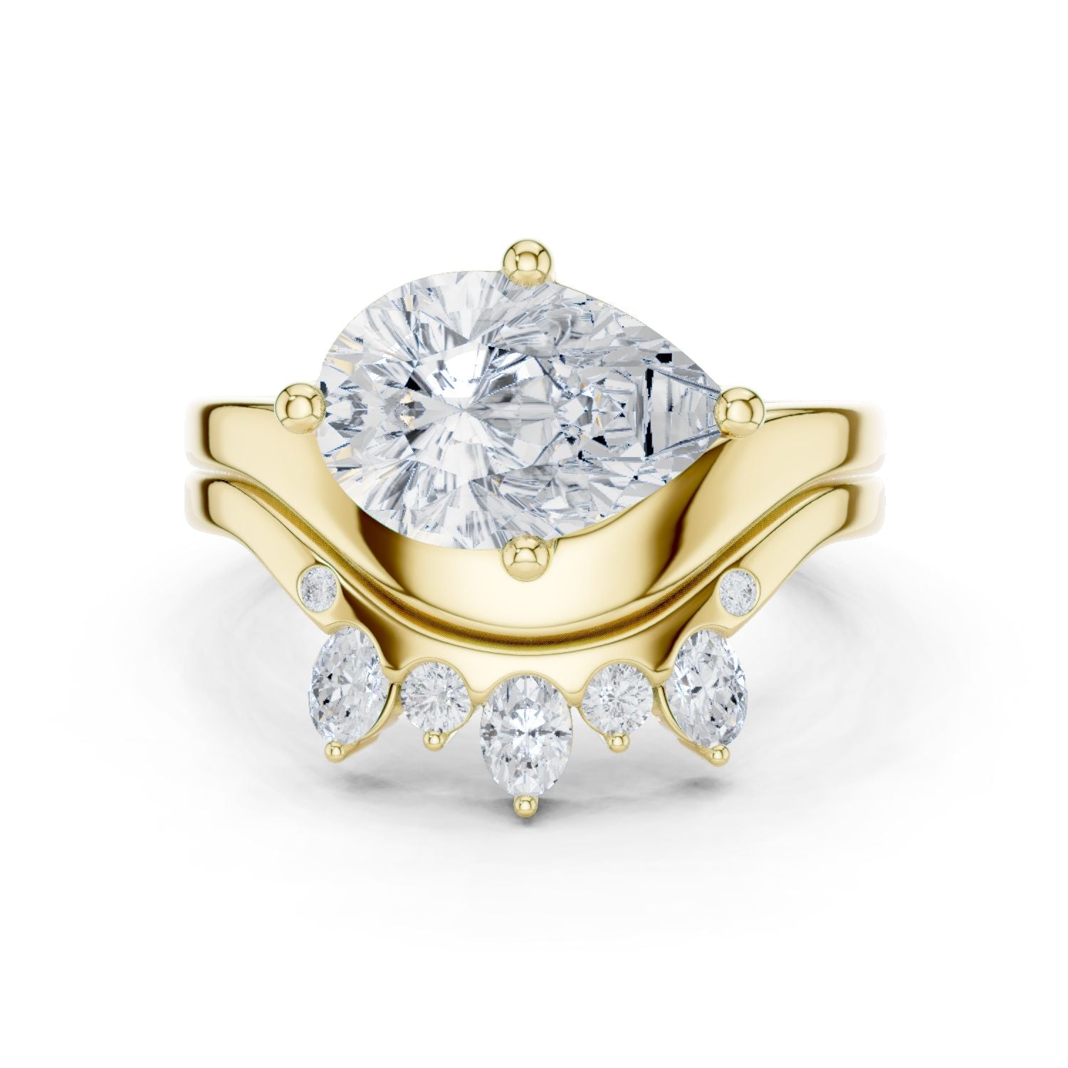 Round Lab Grown Diamond Side-Stone Engagement Ring