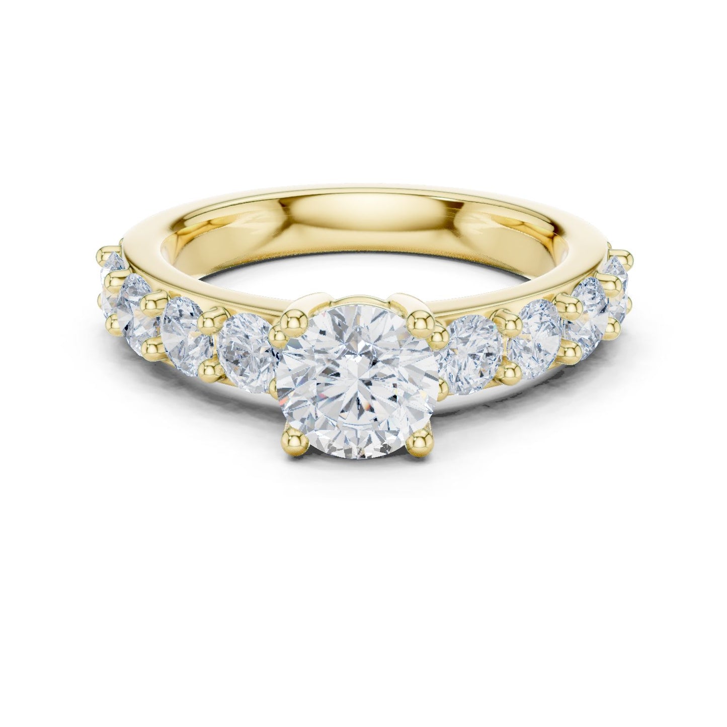 Round Lab Grown Diamond Side-Stone Engagement Ring
