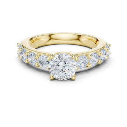 Round Lab Grown Diamond Side-Stone Engagement Ring