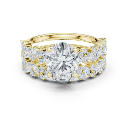 Round Lab Grown Diamond Side-Stone Engagement Ring