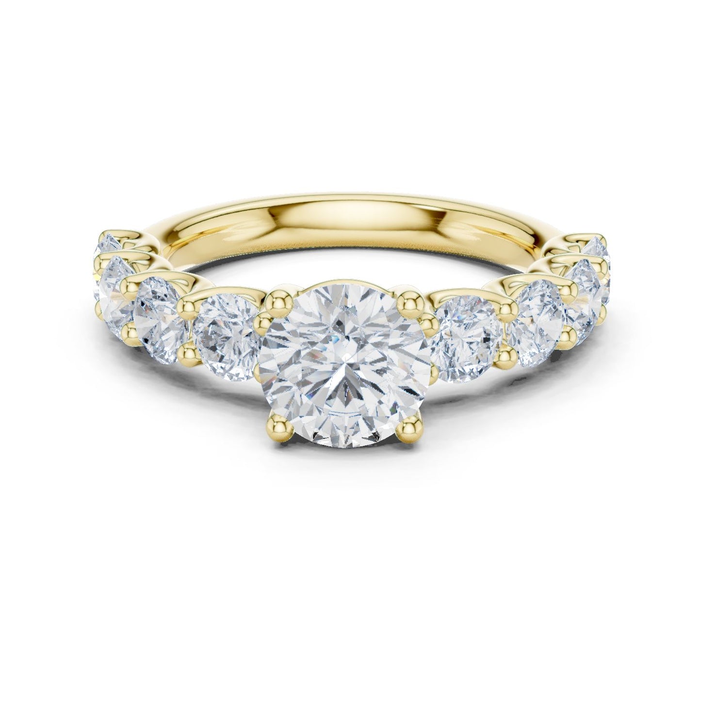 Round Lab Grown Diamond Side-Stone Engagement Ring