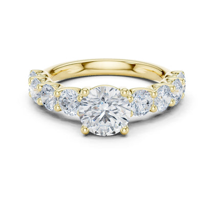 Round Lab Grown Diamond Side-Stone Engagement Ring