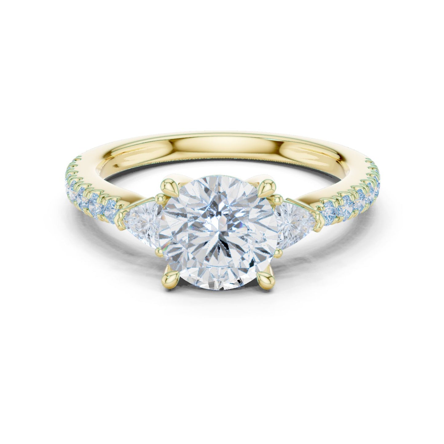 Round Lab Grown Diamond Side-Stone Engagement Ring