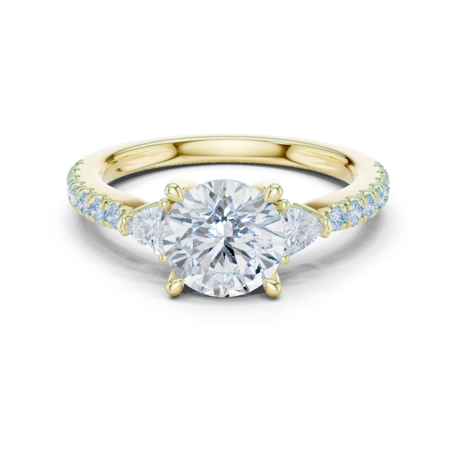 Round Lab Grown Diamond Side-Stone Engagement Ring