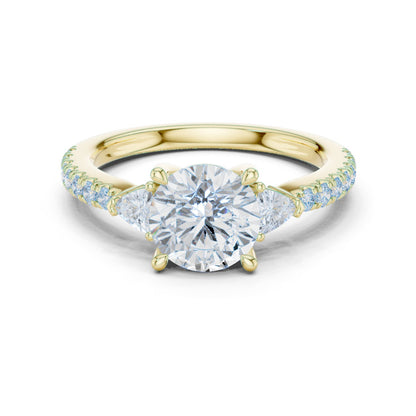 Round Lab Grown Diamond Side-Stone Engagement Ring