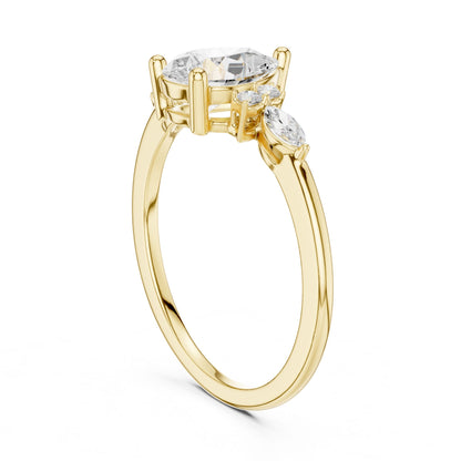 Women's Round Lab Grown Diamond Side-Stone Ring