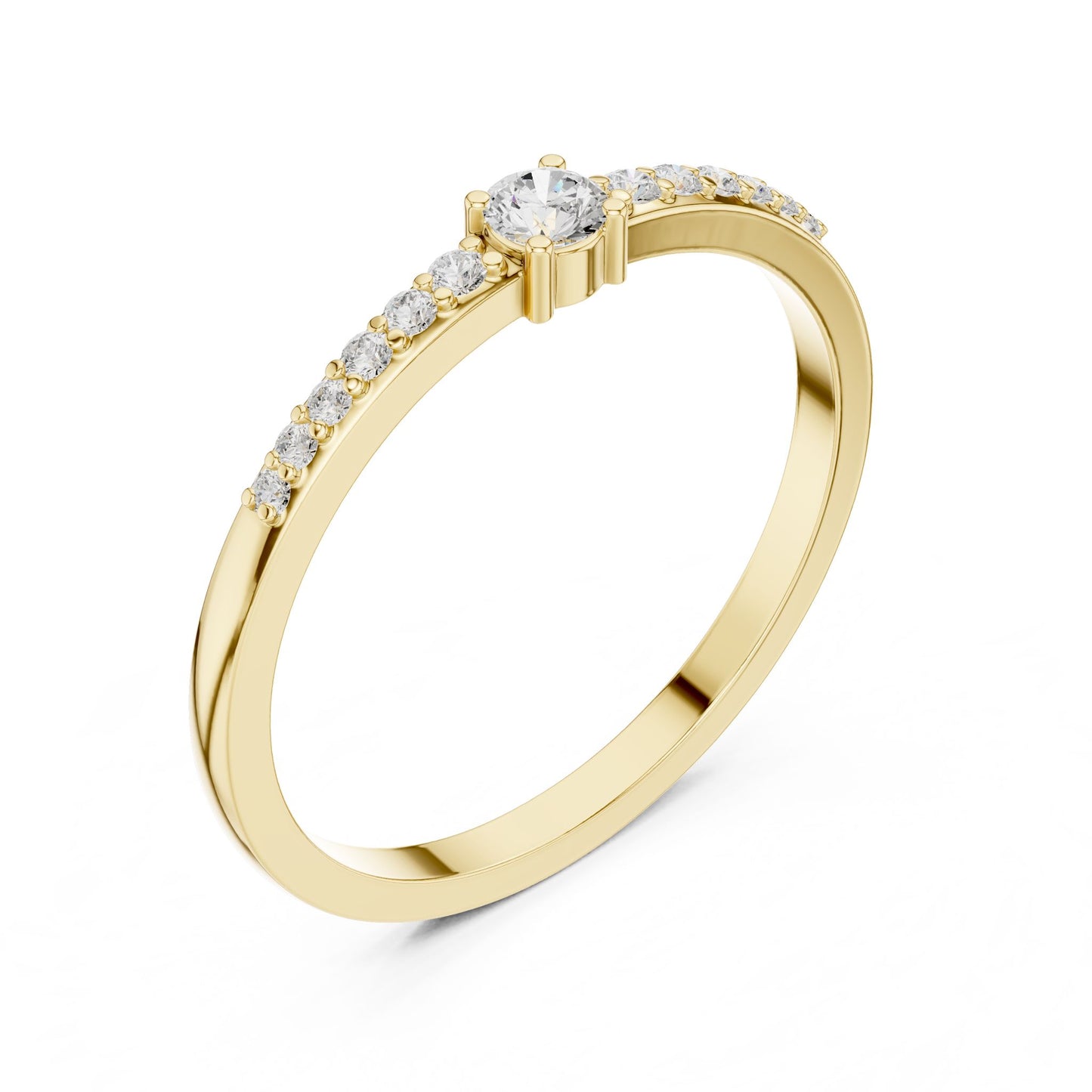 Round Lab Grown Diamond Side-Stone Engagement Ring