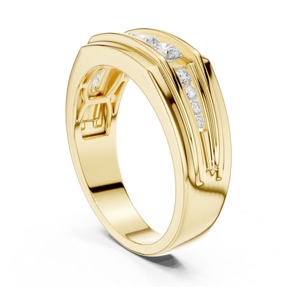 Men's Round Lab Grown Diamond Side-Stone Ring