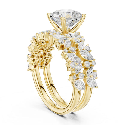 Round Lab Grown Diamond Side-Stone Engagement Ring
