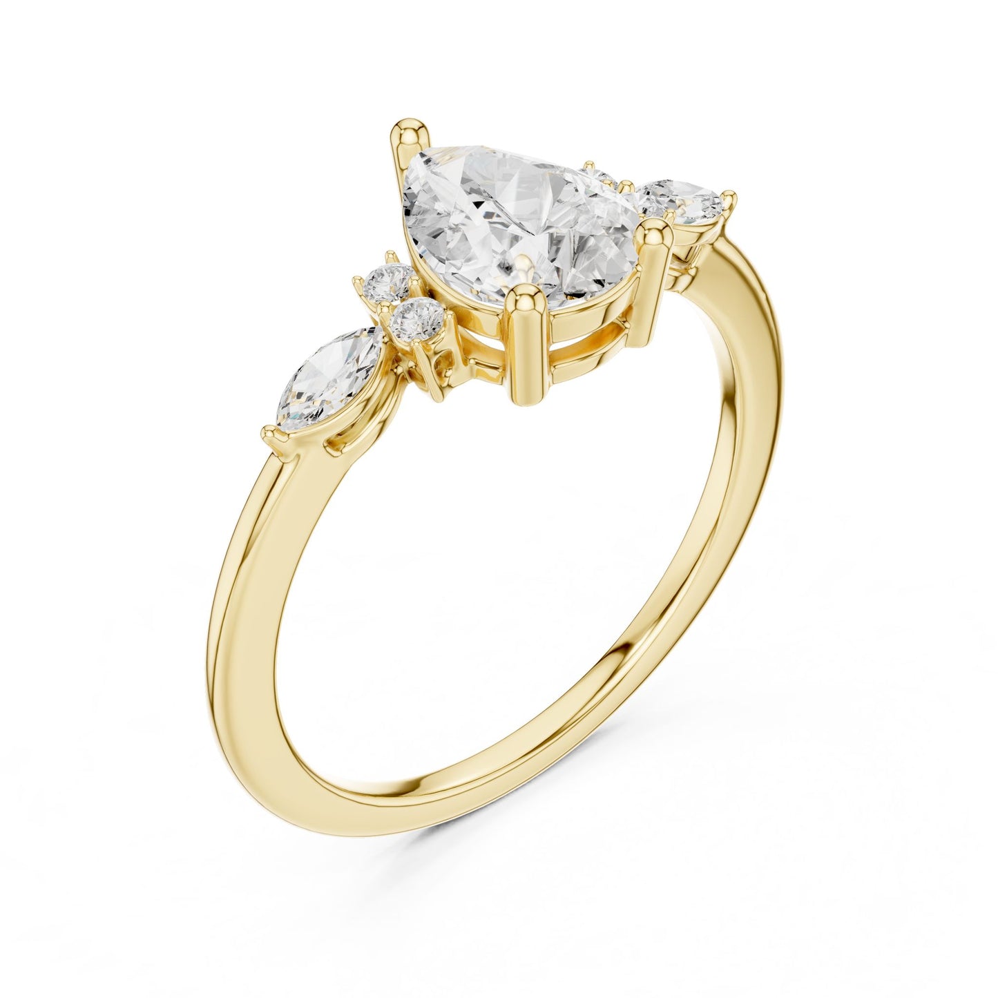 Women's Round Lab Grown Diamond Side-Stone Ring