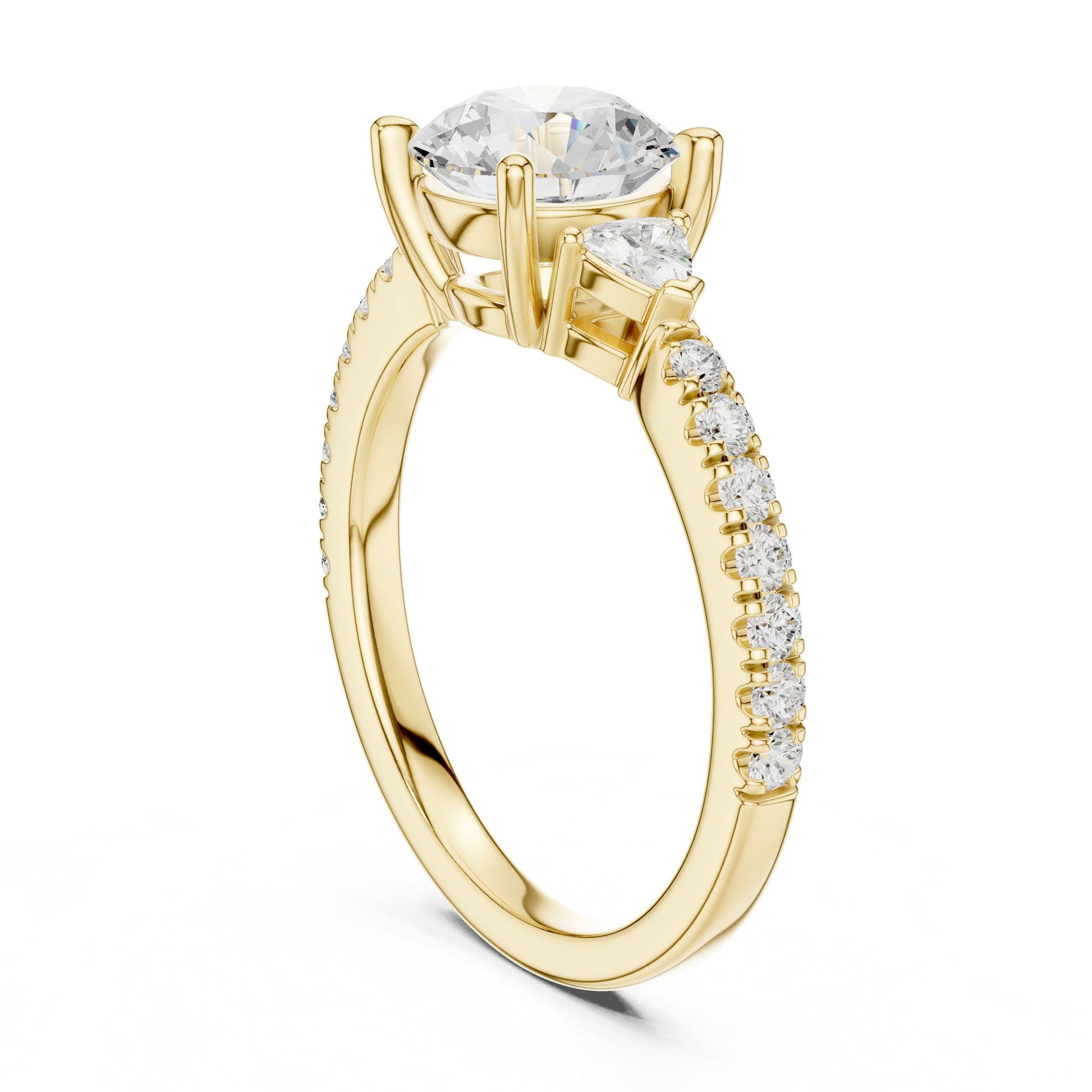 Round Lab Grown Diamond Side-Stone Engagement Ring