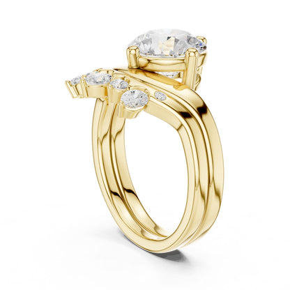Round Lab Grown Diamond Side-Stone Engagement Ring