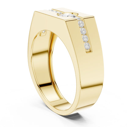 Men's Round Lab Grown Diamond Side-Stone Ring