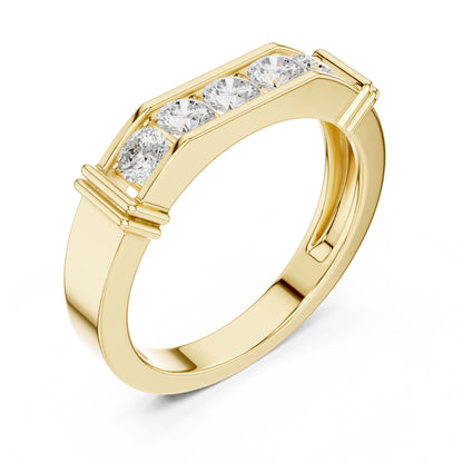 Men's Round Lab Grown Diamond Side-Stone Ring