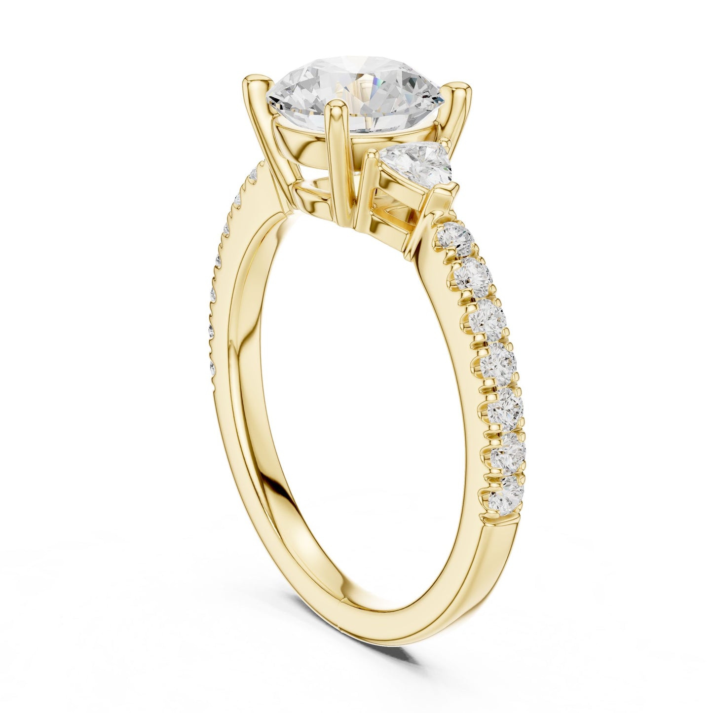 Round Lab Grown Diamond Side-Stone Engagement Ring