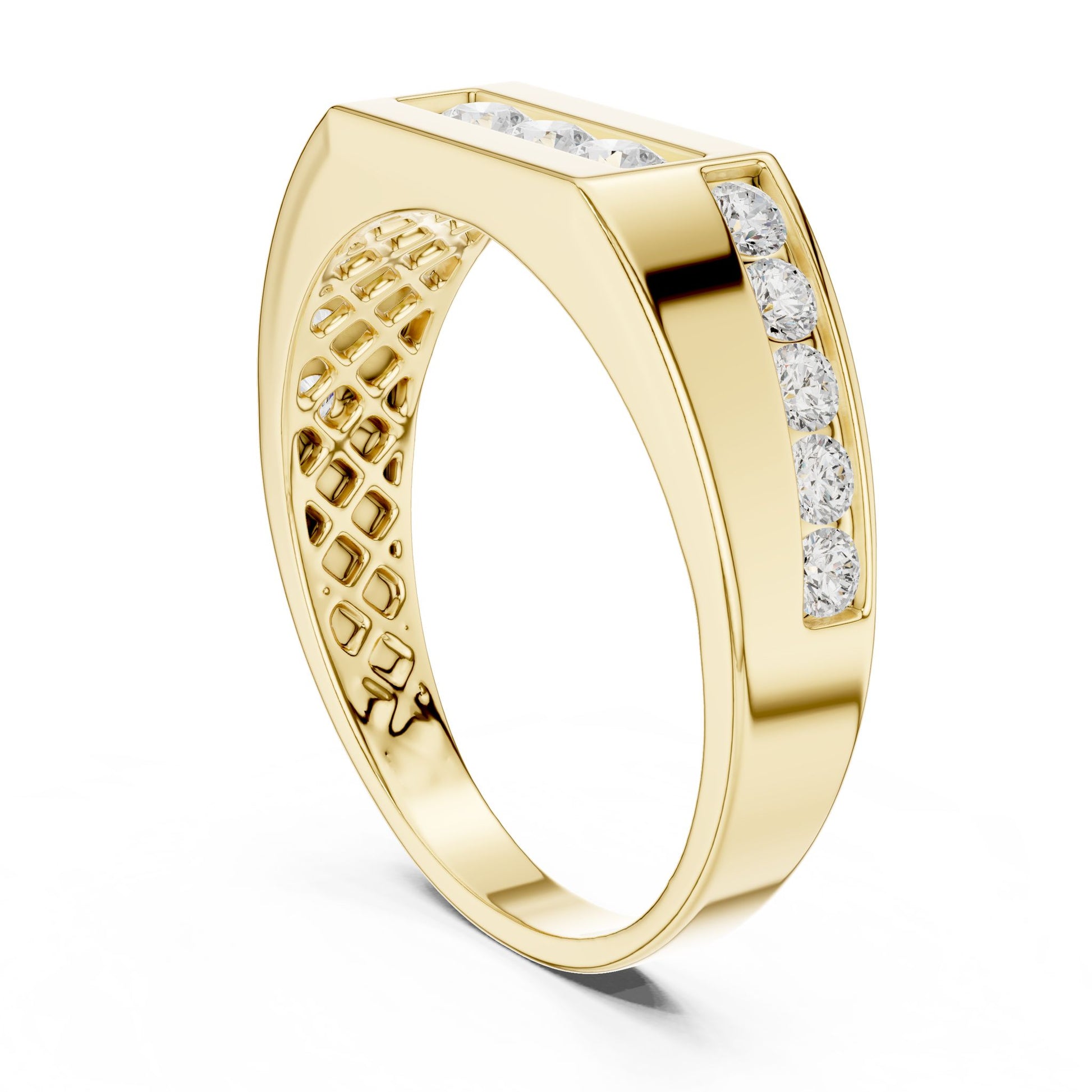 Men's Round Lab Grown Diamond Side-Stone Ring