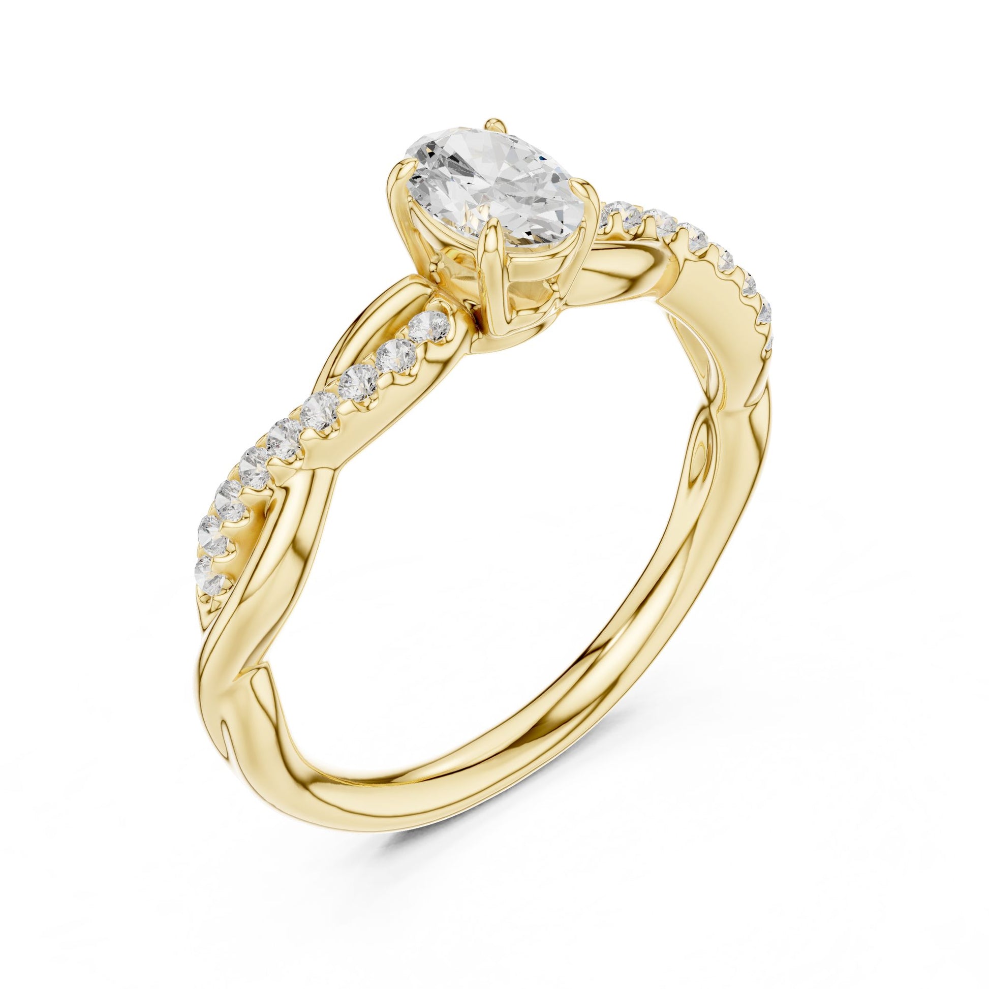 Round Lab Grown Diamond Side-Stone Engagement Ring