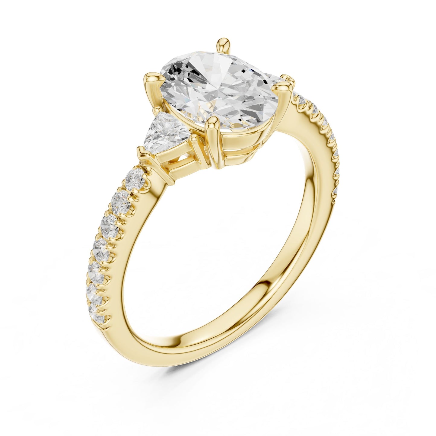 Round Lab Grown Diamond Side-Stone Engagement Ring