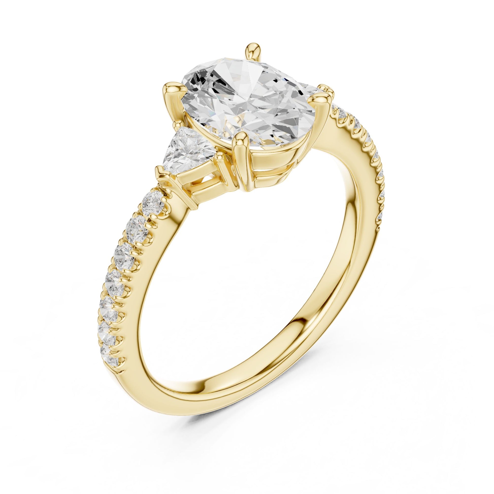 Round Lab Grown Diamond Side-Stone Engagement Ring